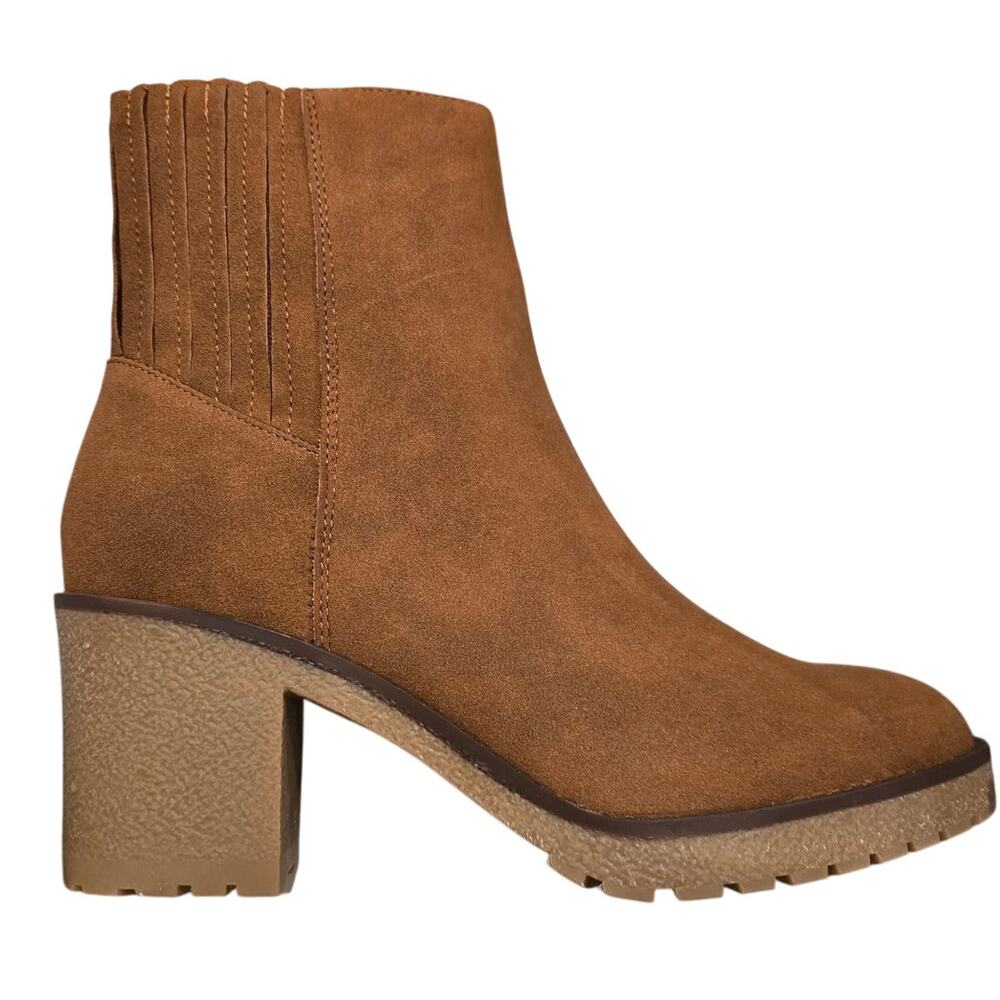 MIA Harlow Lug-Sole Block-Heel Chelsea Booties in Cognac Brown NEW Size 9 - Picture 7 of 10
